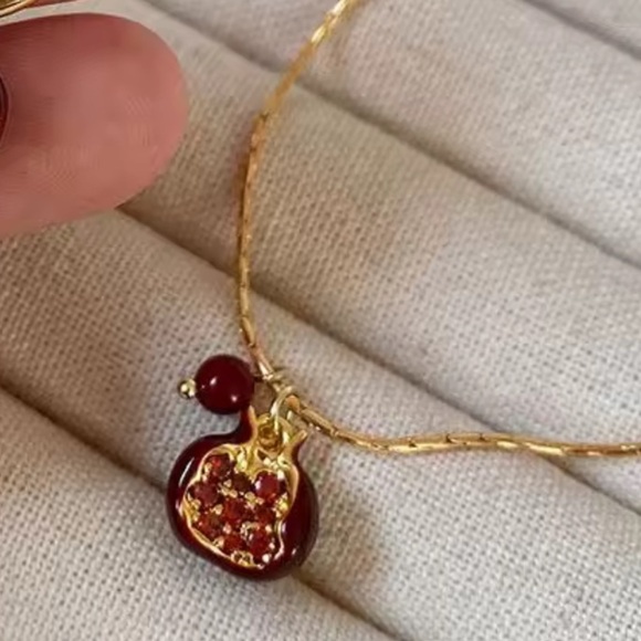 Fruit necklace Gold Red Charm Pendant Necklace - Picture 6 of 13